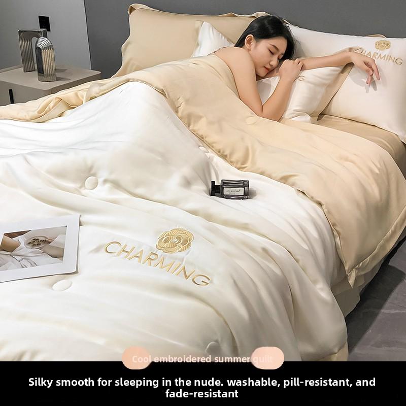 Summer Air Conditioning Quilt with Cool Feeling Ice Silk Summer Set - Machine Washable