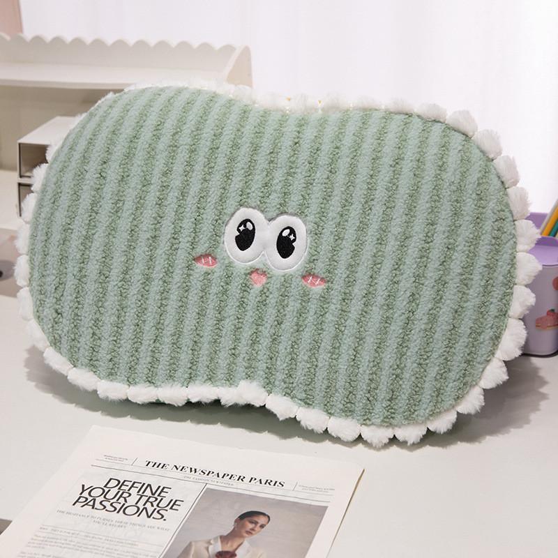 Memory Foam Dopamine Stripes Pillow With Cute Big Eyes For Office Napping And Lounge Comfort