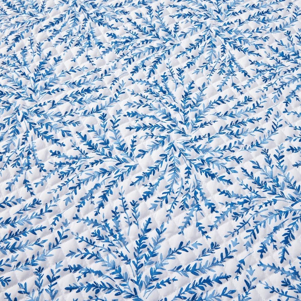 Blauwe Varen 3-delige Dekbedset Volledig Queen Zachte Polyester Beddengoedset met Kussenslopen Koeltechnologie Elegante Golvende Randen Klassiek