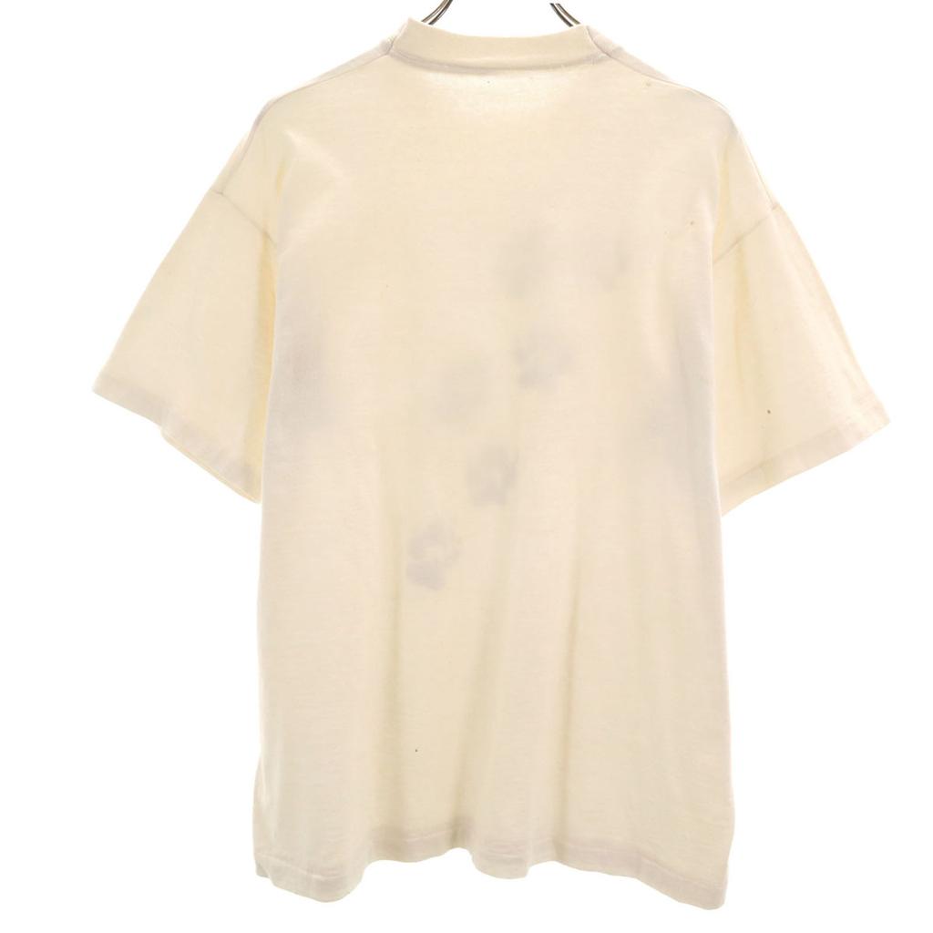 OLD 90s Footprint Short Sleeve T-shirt Cream Single Stitch Men's Used