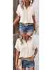 European American Women's Cotton Shirt - 2026 Summer Collection: Solid Color Casual Button-Up