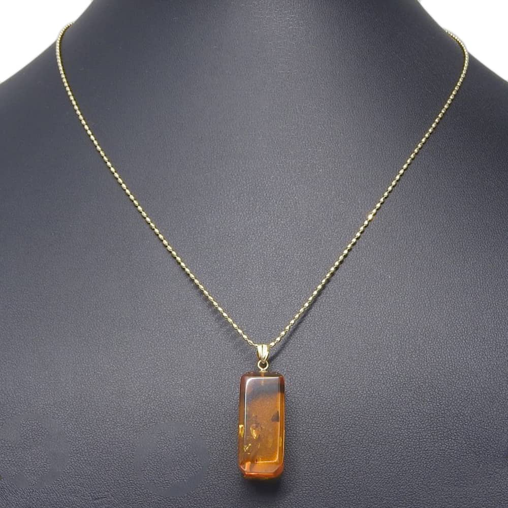 Necklace K18 yellow gold/amber amber 6.4g Women Used