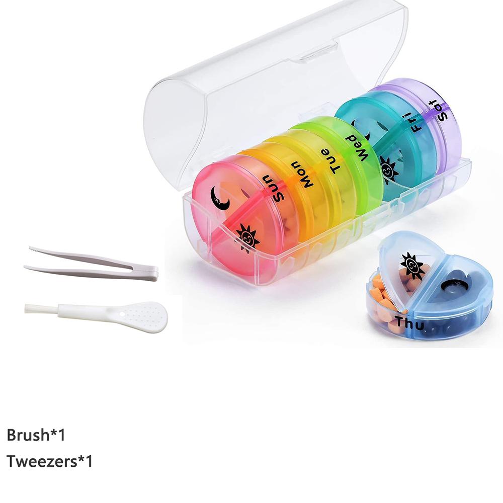 Wöchentliche 7-Tage-Pillenbox Medikamentenbox Halter Organizer Wöchentliche 14 Fächer Pillenaufbewahrungsbox für Medikamente Nahrungsergänzungsmittel Vitamine