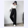 Petite Women's High Waist Loose Straight Leg Pants - Spring/Autumn Grey Suit