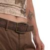 Women's 2025 Ethnic Brown Leather Belt with Alloy Buckle – Versatile for Jeans