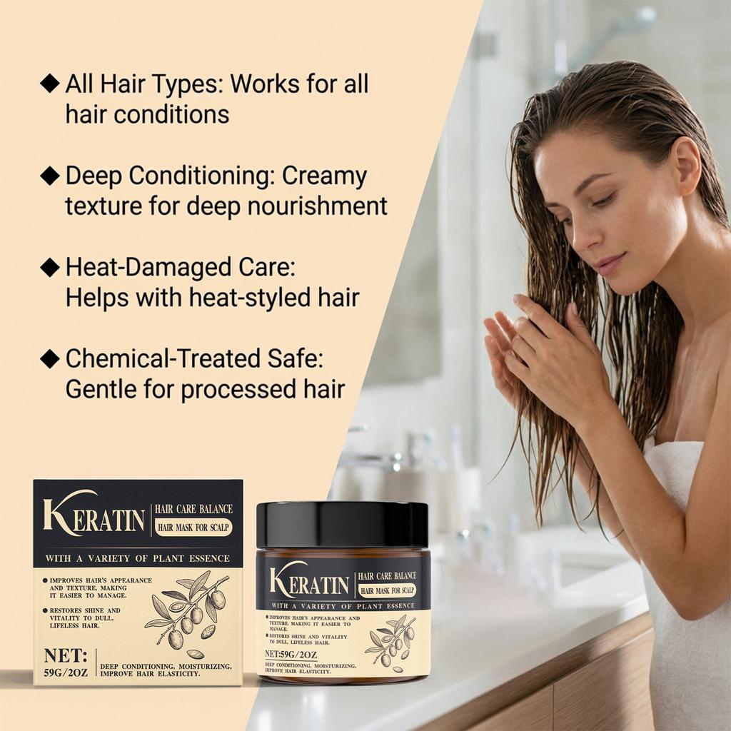 Keratin Deep Nourishing Hair Mask: Moisturizes And Nourishes The Scalp, Improving Hair Elasticity And Texture.
