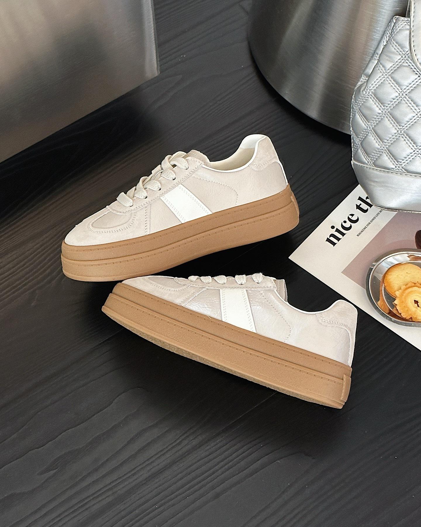 

Leather platform white shoes women s 2025 spring new Korean version versatile lace-up heightening sports shoes board shoes casual shoes 39 светло-серый