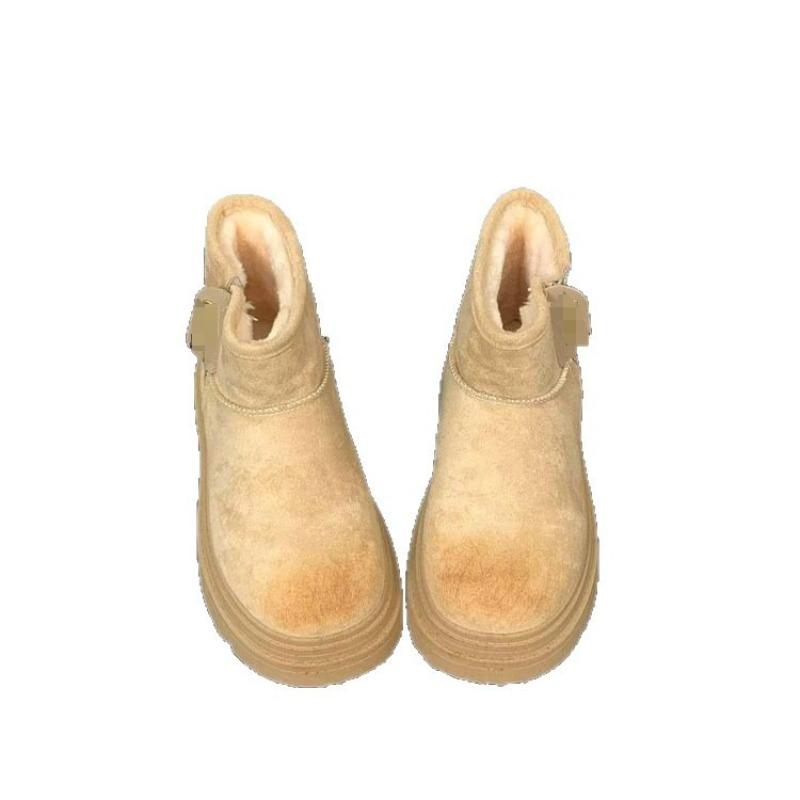 Winter medium tube plush snow boots women's new plush thickened outdoor thick-soled warm cotton shoes women's