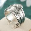 Anillo de Mujer Vintage con Incrustaciones de Circonita Cúbica Blanca Color Cobre Deslumbrante Tallado a Mano Joyería para Uso Diario Fiesta Regalo de Aniversario