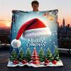1pc Christmas Hat Outdoor Flannel Blanket Soft All Season Polyester Throw , Perfect for Picnics & Travel , Picnic Accessory