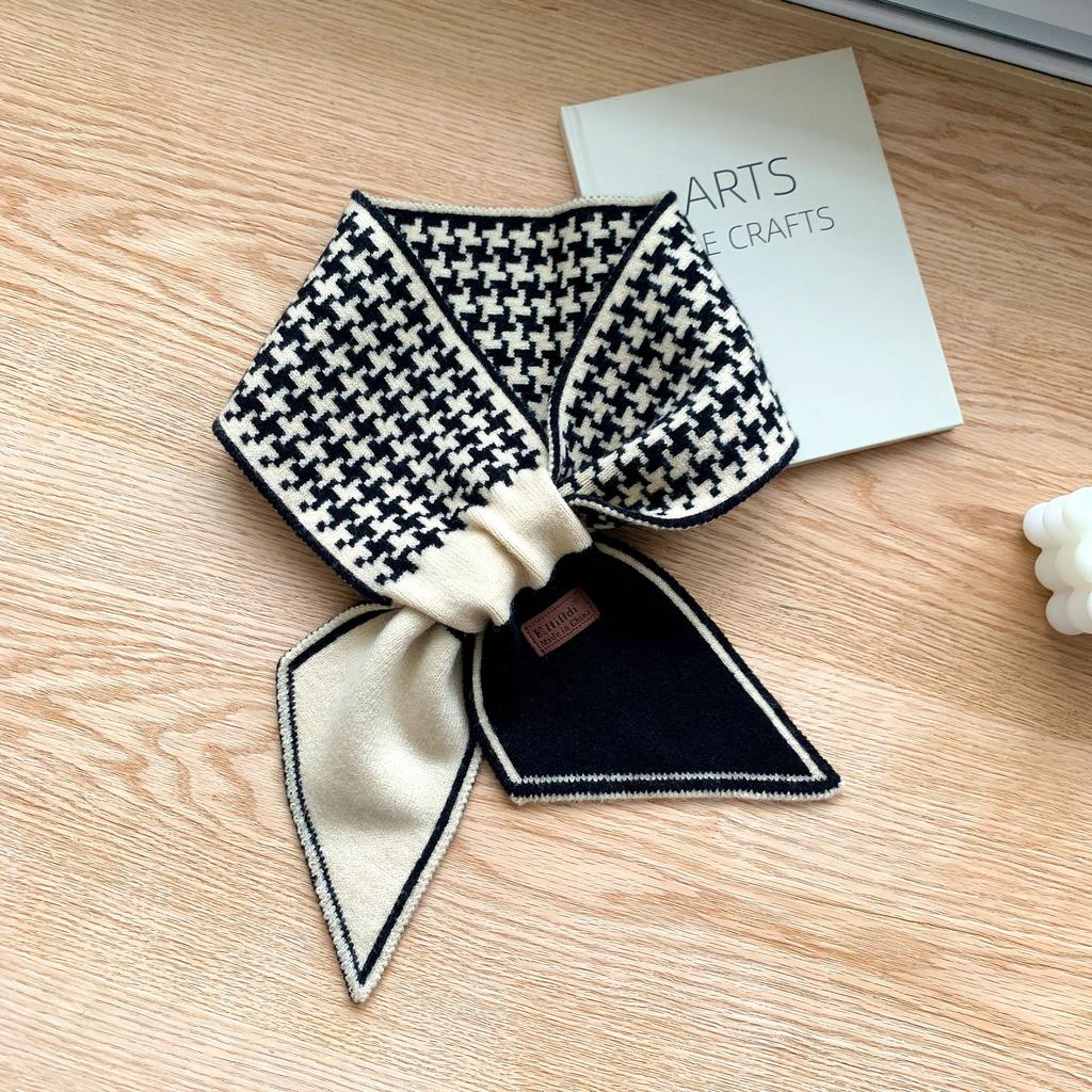 Houndstooth Plaid Luxury Brand Knitted Scarf  New Scarf Women Winter Scarf Long Skinny Small Scarf Female Neckerchief Scarf
