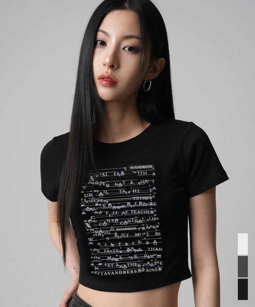 AVANDRESS Letter Crop T-Shirt - 3Col