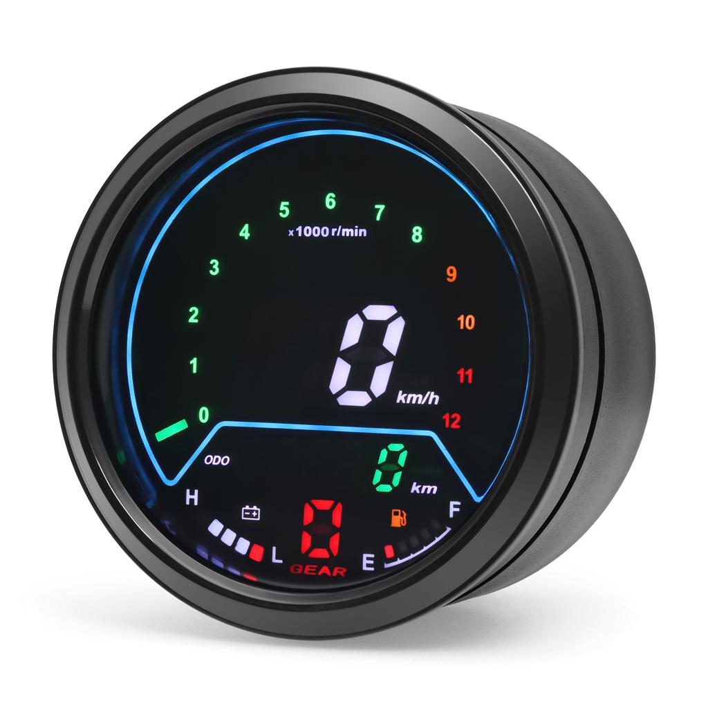 New Motorcycle Instrument with Speedometer Odometer Tachometer LCD Oil Gauge Gear Light Indicator Light Voltage Meter Kmh Mph
