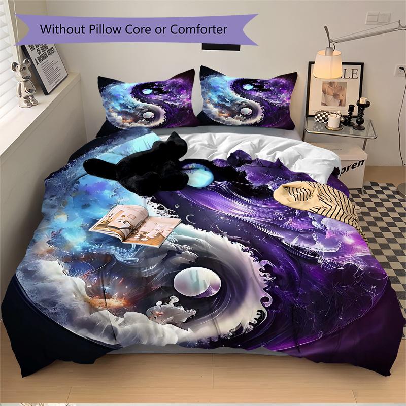 3pcs Yin Yang Harmony Bedding Set, Including 1 Quilt Cover and 2 Pillow Shams, Without Filling, Soft and Comfortable Home Bedroom Fabric, Fa