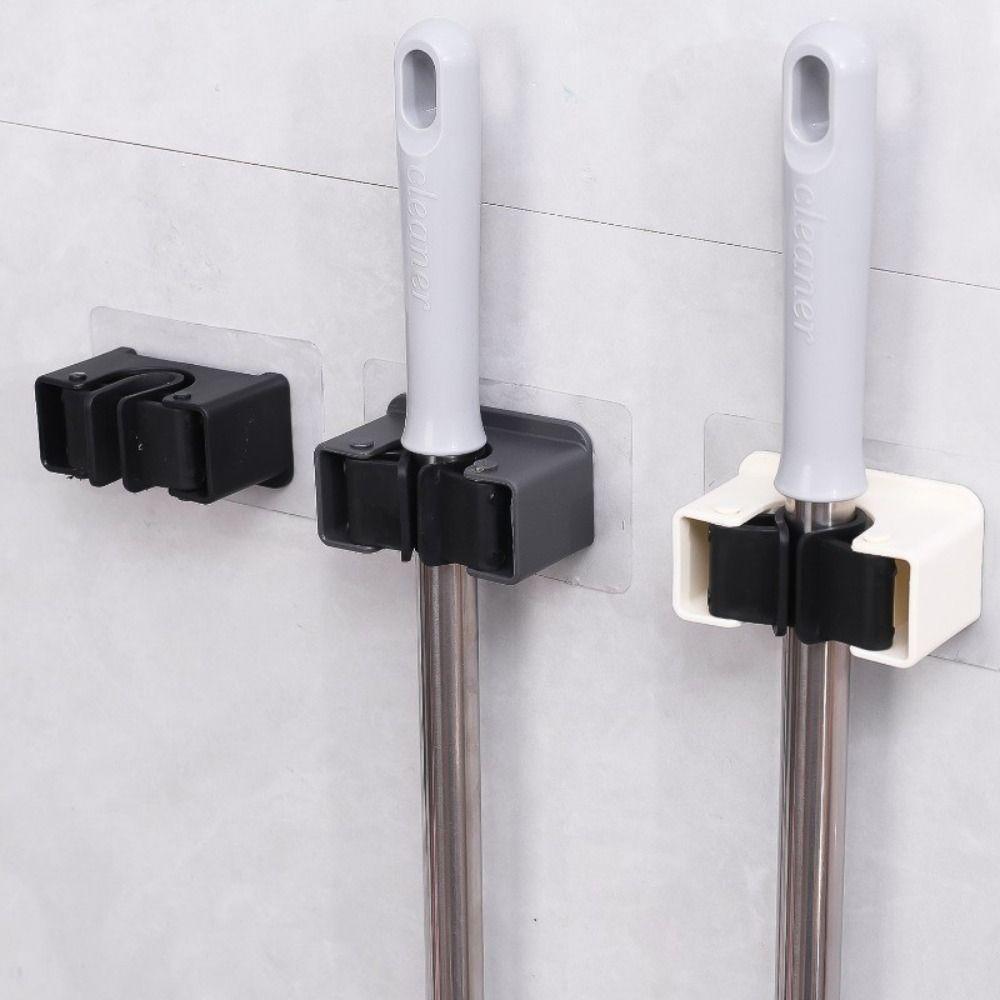 Traceless Mop Storage Holder Wall Mounted Broom Shelf New Bathroom Rack