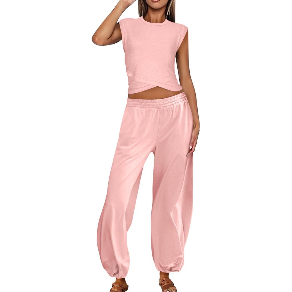 2 Piece Sets For Women Casual Summer Outfits For Women Cropped Top Sweatpants Matching Sets