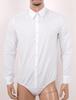 Men‘s One-Piece Casual Bodysuit: Turn-Down Collar Long Sleeve Button Down Solid Color Shirt Top for Daily Wear
