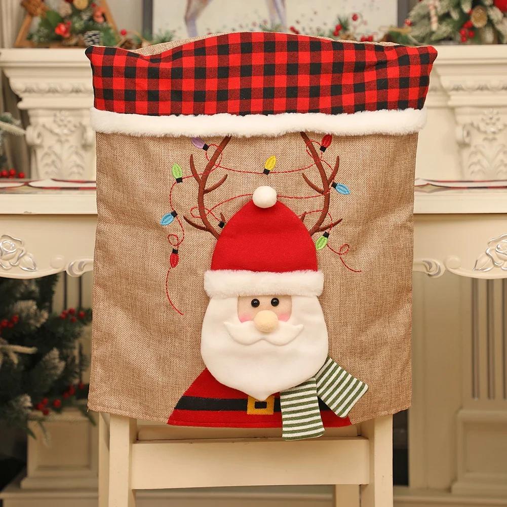 Christmas Dinner Christmas Chair Covers Festive Dining Covers Christmas Chair Back Protection Decorative Covers Anti-Slip Design