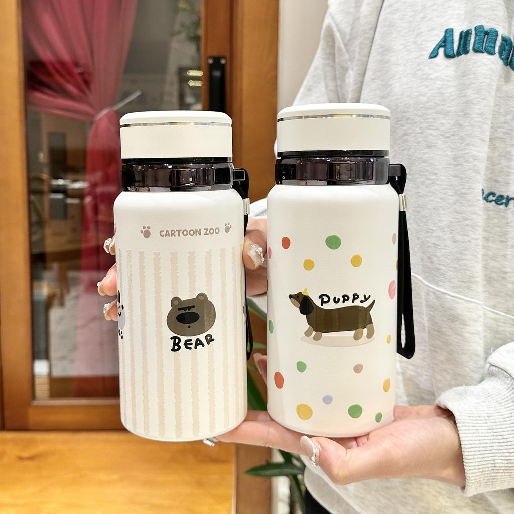 Luxury Style Thermos Cup Girls New Stylish Students Stainless Tea Portable Covered Water Cup Durable Durable Useful