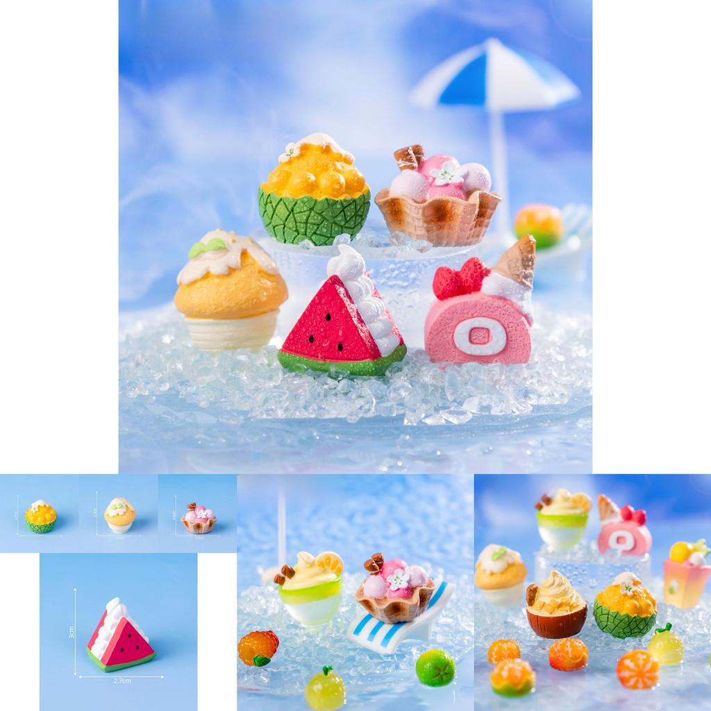 Creative Summer Ice Cream Resin Miniature Decorative Cup Set For Diy Projects