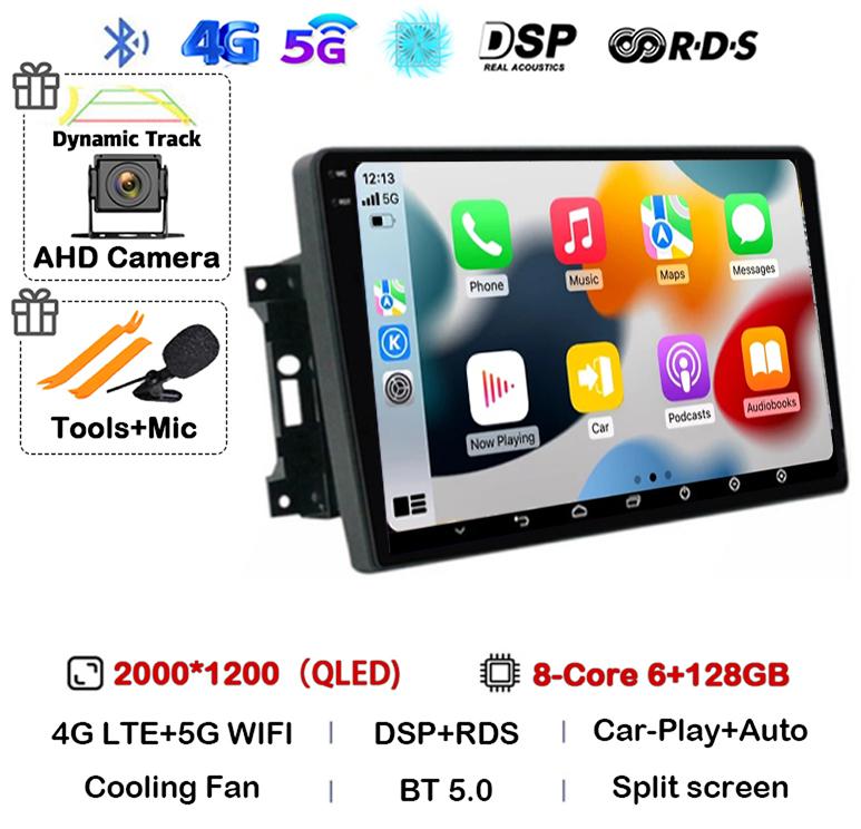 Android 14 Auto Car Radio For Jeep Compass Grand Cherokee Wrangler Chrysler Sebring Town Country Dodge Charger Multimedia Player