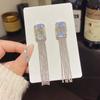 925 Sterling Silver Full Diamond Tassel Earrings – High-End European & American Style, Super Shiny, Luxurious Ear Jewelry for Women.