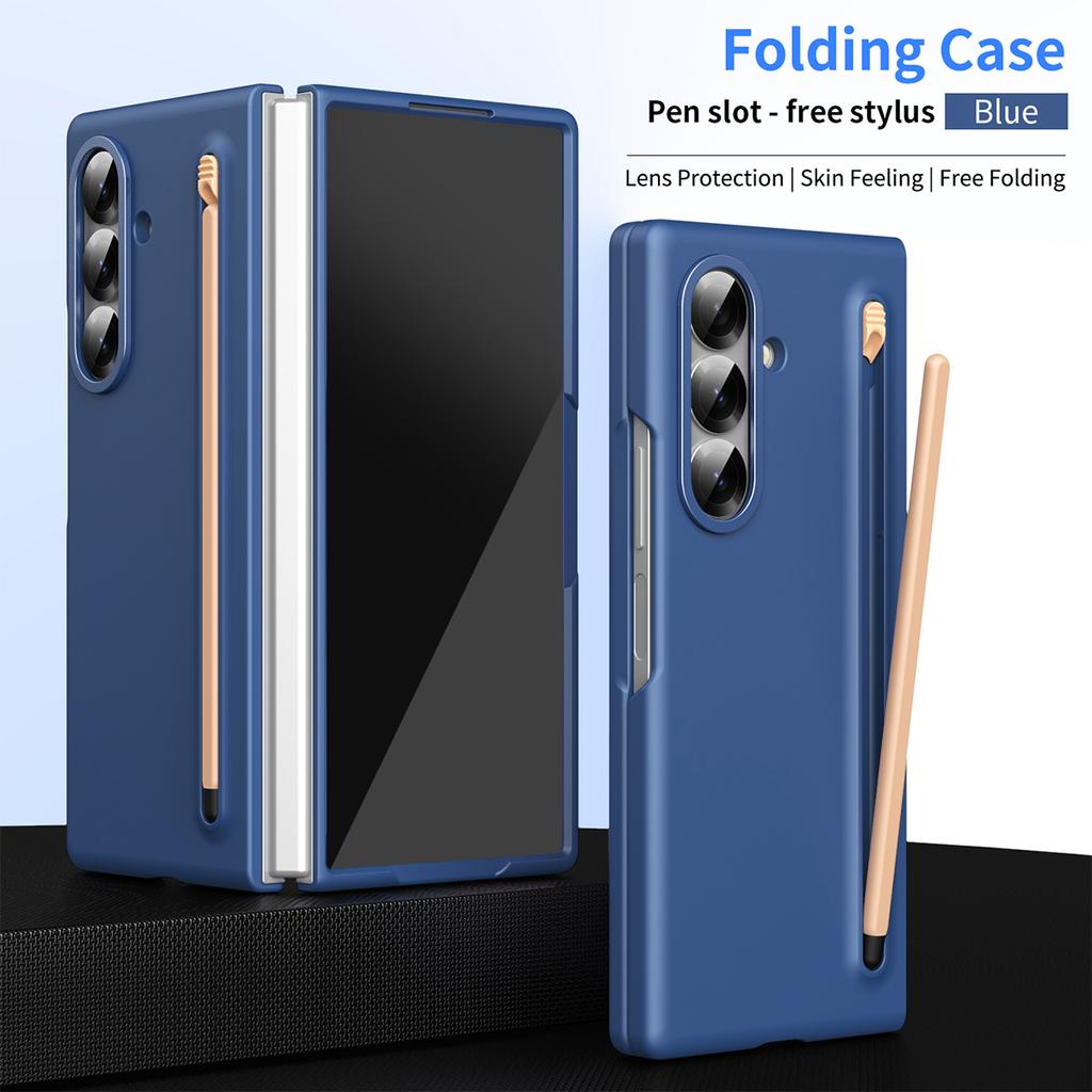 For Samsung Galaxy Z Fold 7 6 5 4 3 Case Color Skin Friendly Matte Elastic Pen Optional with Tempered Film Shockproof Hard Cover