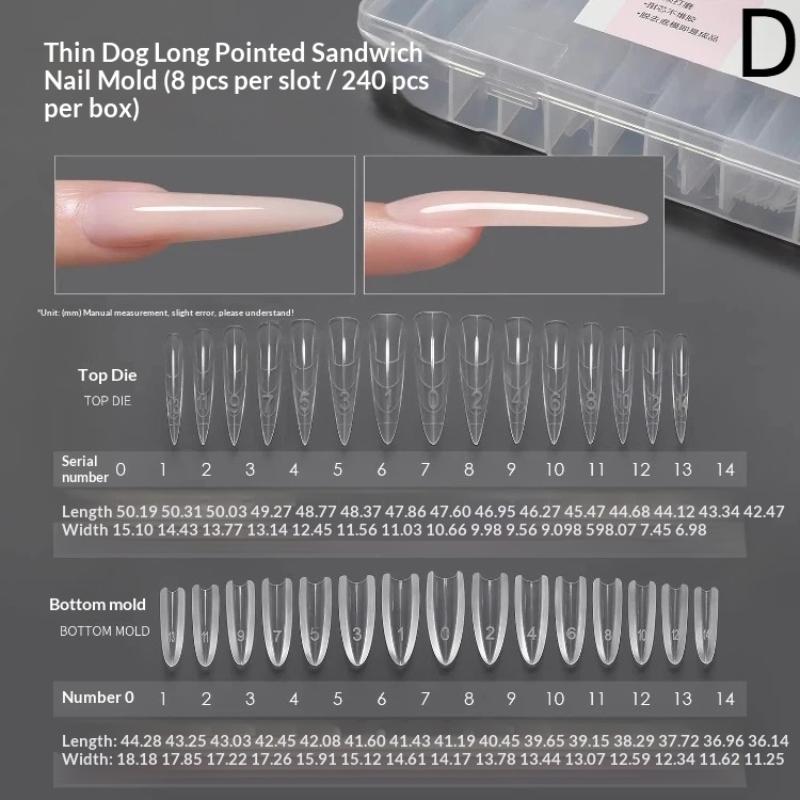 

240 Pcs Sandwich Nail Mode For Nail Extension Almond Coffin 15 Size Nail Rapid Extension Dual Forms Bottom And Top Manicure Tool D