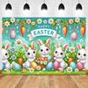 Spring Vibrant Rabbit Backdrop Supplies Happy Easter Theme Background Banner Bunny Easter Eggs Party Decoration Photography Prop