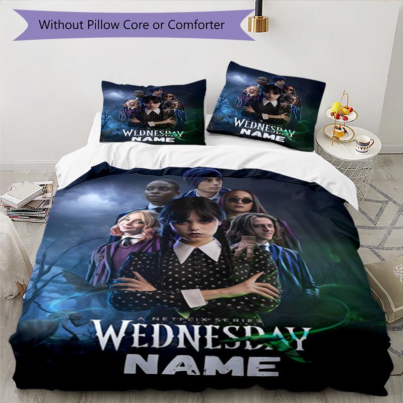 Wednesday's Enigmatic Journey 3-Piece Bedding Set, Soft Duvet Cover with 12 Pillowcases, Bedroom Home Decoration
