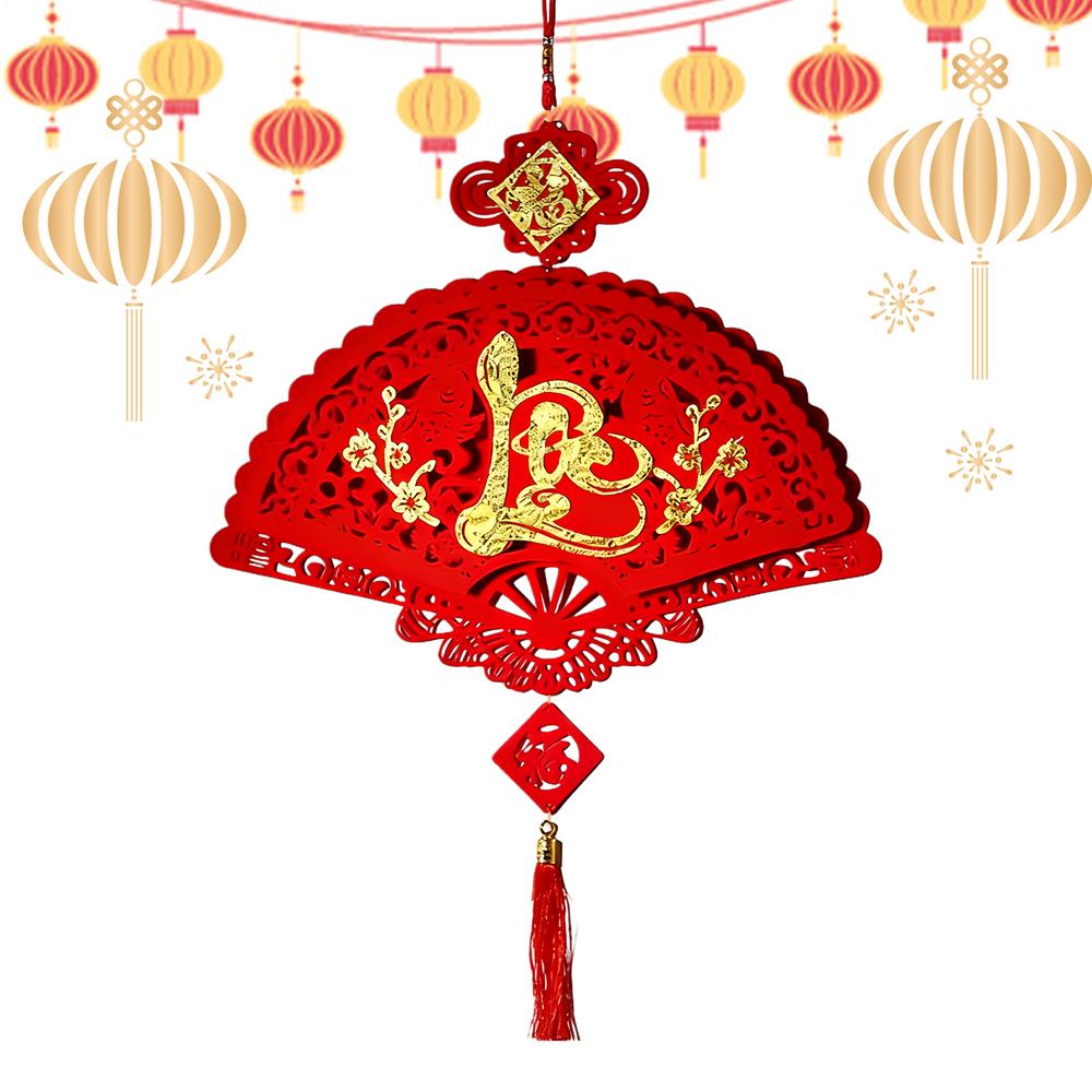 Spring Festival Decorations Chinese Good Luck Pendant 2026 Flocking Tree Ornaments Festival Charm For Home Office Car Door Wall