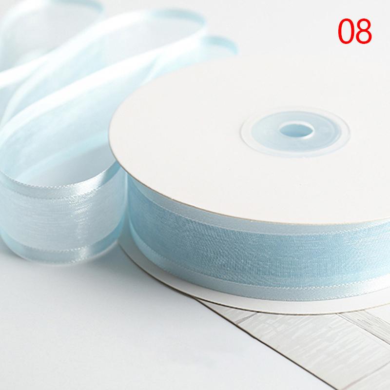 

25 ярдов/рулон 2,5 см прозрачная шифоновая лента атласные ленты для упаковки подарков украшения свадебных букетов праздничных венков кружева