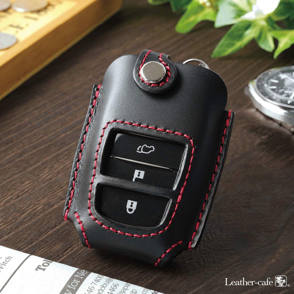 Genuine Leather Smart Key Case for Toyota 80 New Land 90 Yaris Yaris New and GranAce GR Window Holes [Kecha-ya] Series, Harrier, Cruiser, 300, 200,