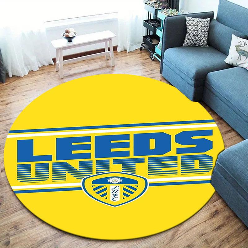 Leeds United Football Club Round Area Rug,Carpet Rug for Living Room Bedroom Sofa Playroom Decor,Non-slip Floor Mat