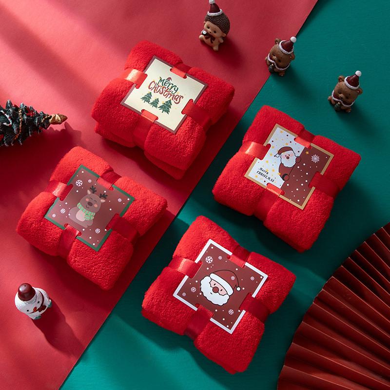 Christmas Santa Claus Towel Gift Set With Coral Fleece For Holiday Celebration