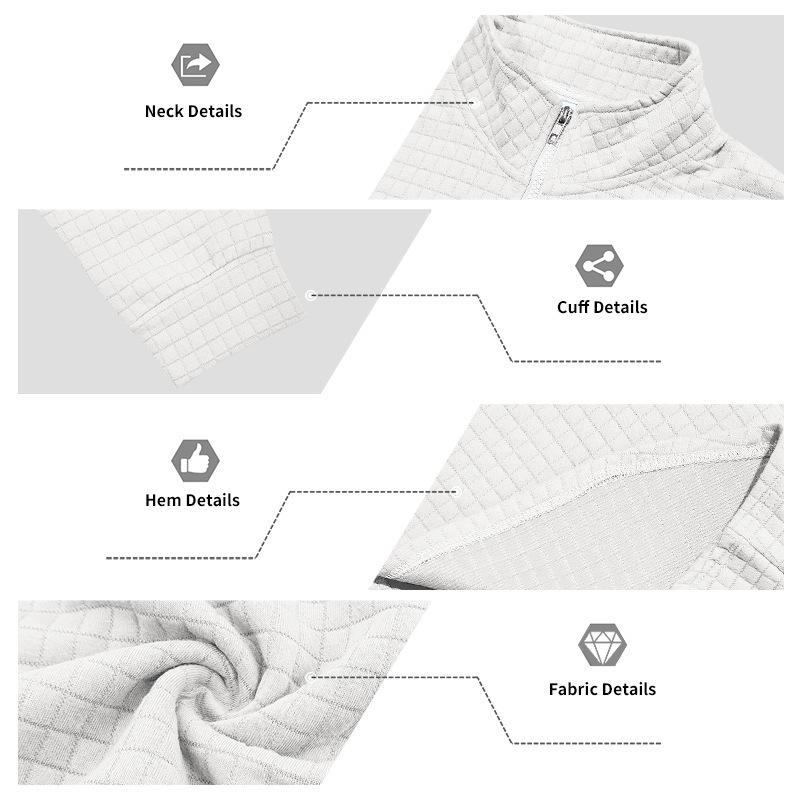 Herbst/Winter Minimalistisches Lässiges Herren Sweatshirt mit lockerer Passform, Jacquard-Stehkragen und halbem Reißverschluss