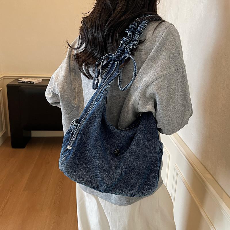 Borsa a tracolla in denim da donna, leggera, piccola, quadrata, borsa a spalla, da sotto braccio
