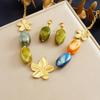 European Retro Resin Beaded Gold-Plated Flower Pendant Jewelry Set