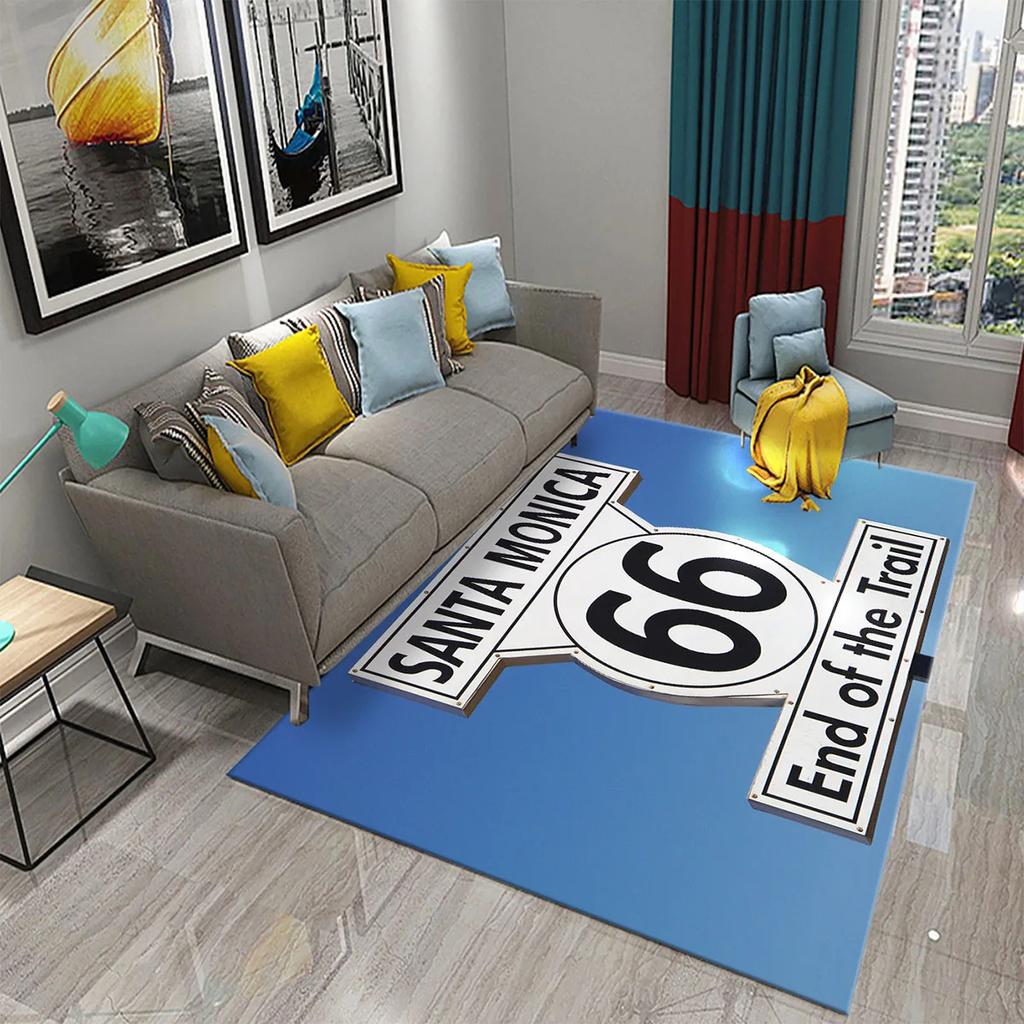 Historic Route 66 Non-slip Carpet Soft Area Rug for Living Room Kids Bedroom Kitchen Decor Floor Mat