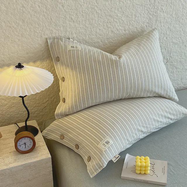 Zestaw 2 poszewek na poduszkę pojedynczą z czystej bawełny i lnu z wewnętrznym wkładem w całości bawełnianym, 48cm x 74cm