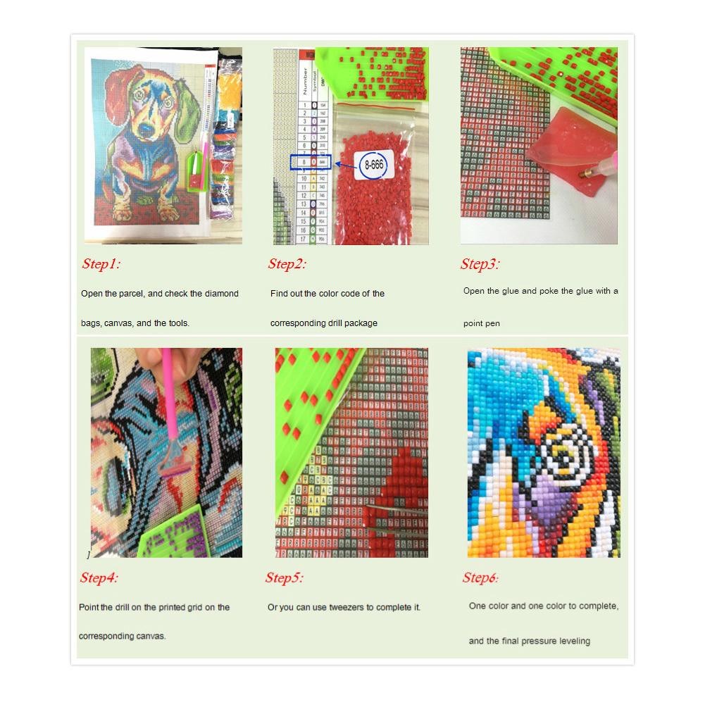 DIY 5D Full Drill  Living Room Puppy Cross Stitch Rhinestone Painting