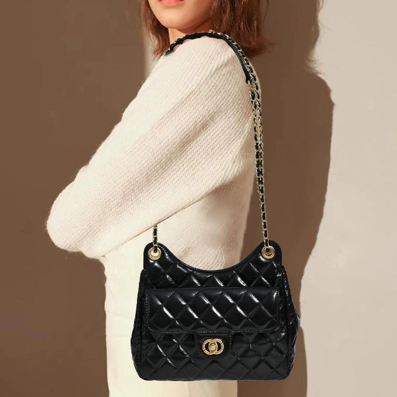 Niche leather messenger bag women's first layer cowhide rhombus chain bag shoulder women's bag