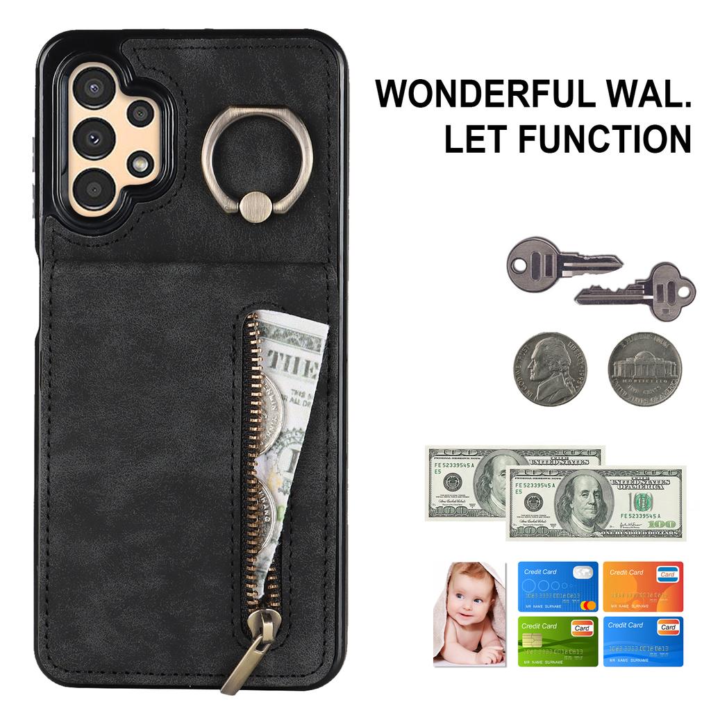 For Samsung Galaxy A13 5G/A13 4G RFID Blocking Kickstand Case Retro PU+TPU Wallet Phone Cover