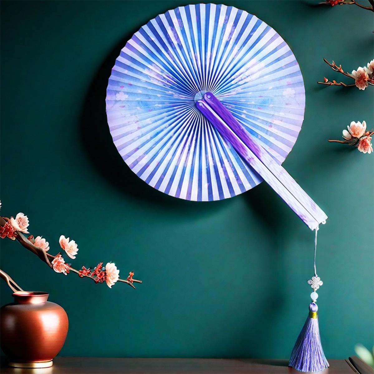 

Chinese Style Portable Magnetic Folding Fan with Classical Print for Hanfu Dance
