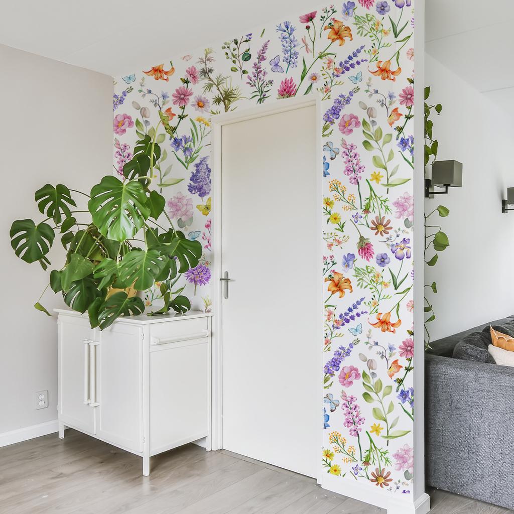 Blumentapete Selbstklebend Blatt Libelle Schmetterling Tapetenrolle Abnehmbar Wasserdicht Kontaktpapier für Schlafzimmerwand