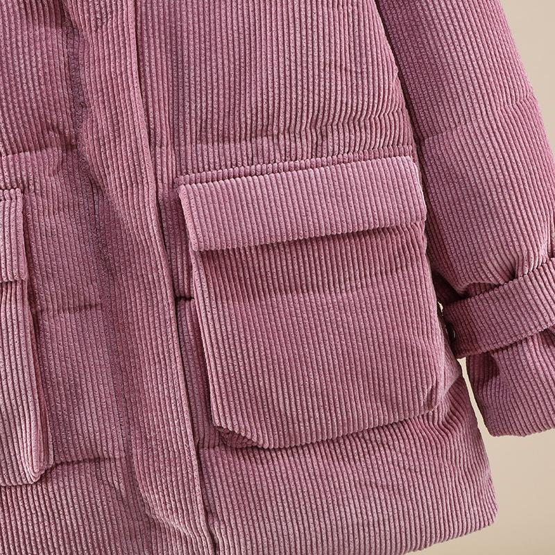 Women's Short Loose Lapel Strip Cotton Clothes, New Cotton-padded Clothes, Winter Warm Jacket