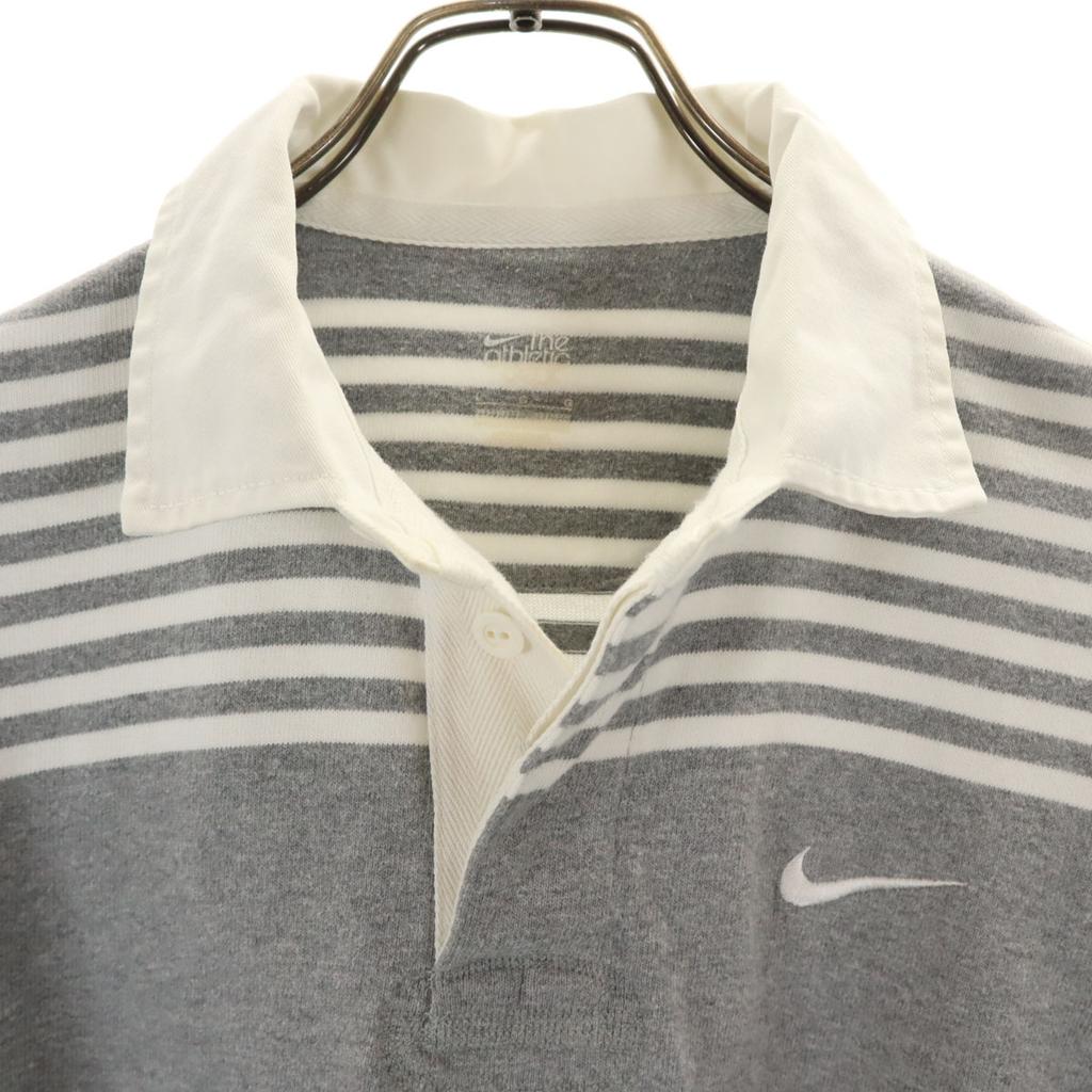 Nike Border Pattern Short Sleeve Polo Shirt L Gray Men's Used