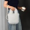 Pearl wool bag versatile messenger bag premium texture shoulder bag large capacity fox plush hand bag bucket bag