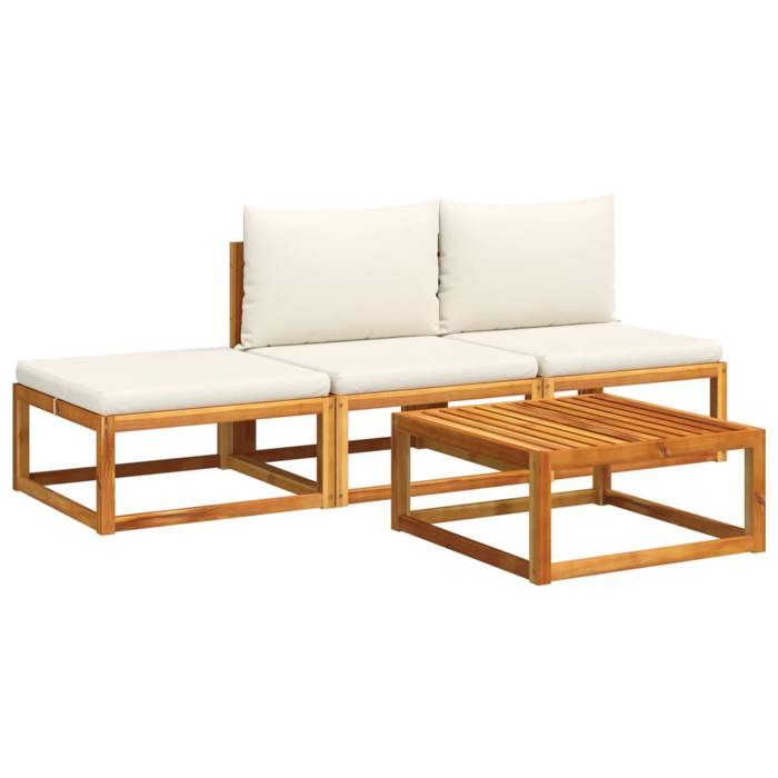 VidaXL Ensemble de canapés de jardin 4 pièces avec coussins en bois d'acacia et rotin 3278889
