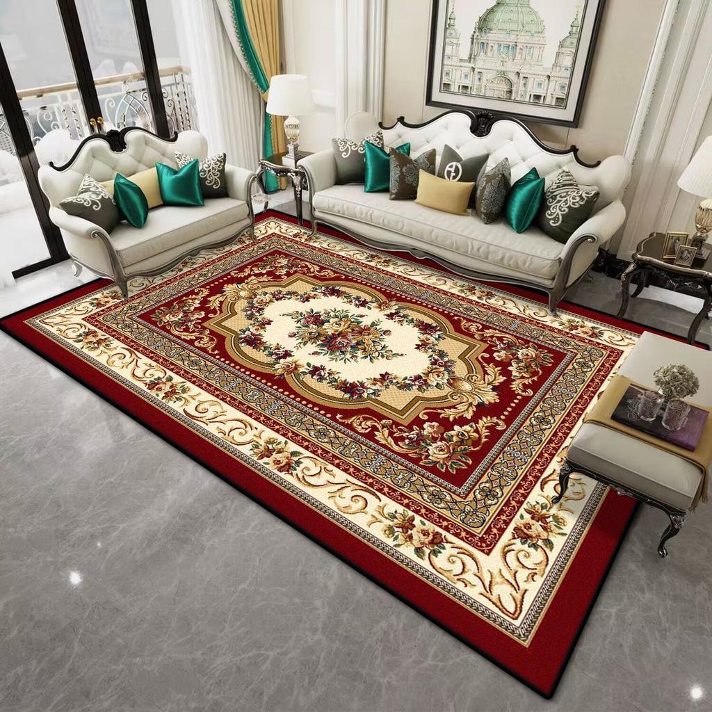 Persian Style Red Large Living Room Carpet Soft Non-slip Decoration Home Dining Room Rug Easy Clean Coffee Tables Mat Washable